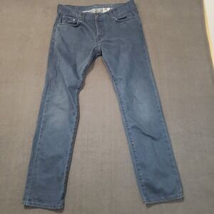 H&M Jeans Mens Size 33/32 Low Waist Slim Button Fly Blue Denim